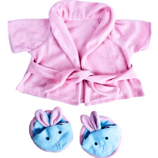 BATHROBE WITH BUNNY SLIPPERS OUTFIT 40CM - MAKE A TEDDY