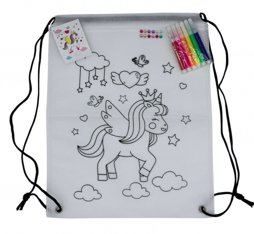 UNICORN COLOUR IN BACKPACK - MAKE A TEDDY