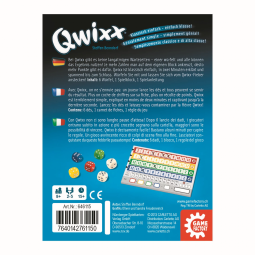 QWIXX - GAME FACTORY - MULTILINGUA - immagine 4