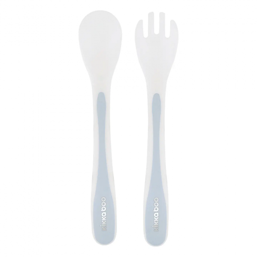 SET CUCCHIAIO E FORCHETTA IN PP - BLU - KIKKABOO