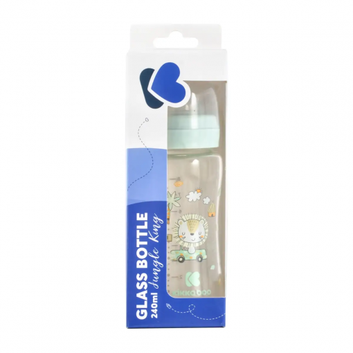 BIBERON IN VETRO 240ML - JUNGLE KING MINT - KIKKABOO - immagine 3