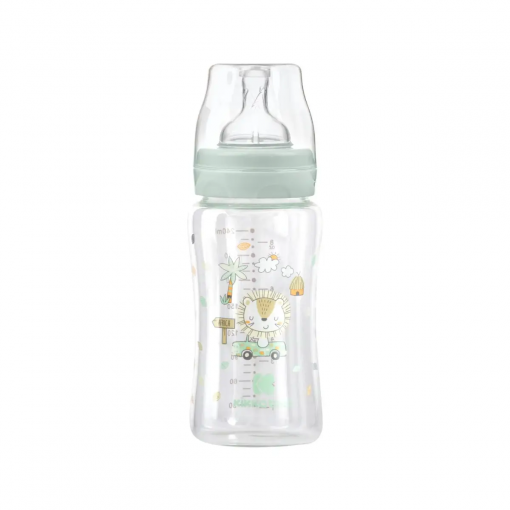 BIBERON IN VETRO 240ML - JUNGLE KING MINT - KIKKABOO