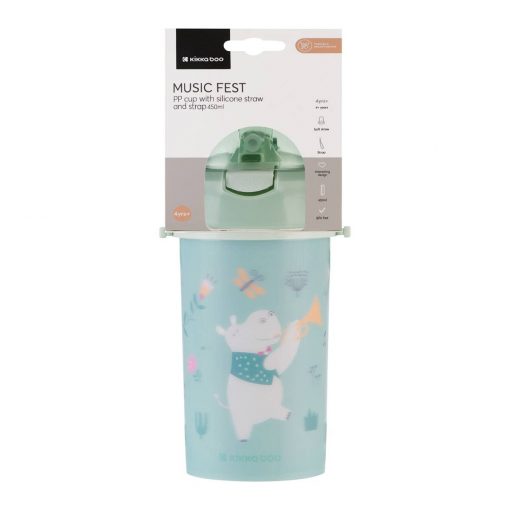 TAZZA IN PP CON CANNUCCIA 450ML - MUSIC FEST MINT - KIKKABOO - immagine 3