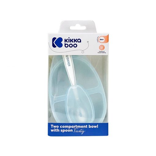 PIATTO CON SCOMPARTI E CUCCHIAIO - BLU - KIKKABOO - immagine 3