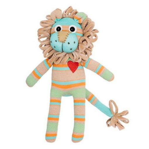 CALZINO PELUCHE LEONE CUORE ROSSO A RIGHE