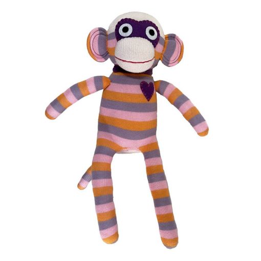 CALZINO PELUCHE MONKEY CUORE NERO A RIGHE