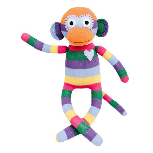 CALZINO PELUCHE MONKEY CUORE BIANCO A RIGHE