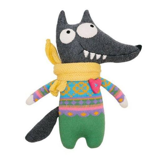 CALZINO PELUCHE LUPO A RIGHE