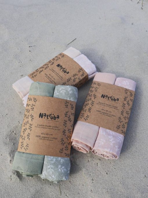 2 PANNI IN MUSSOLA COLOR CREAM - NATRUBA - immagine 3