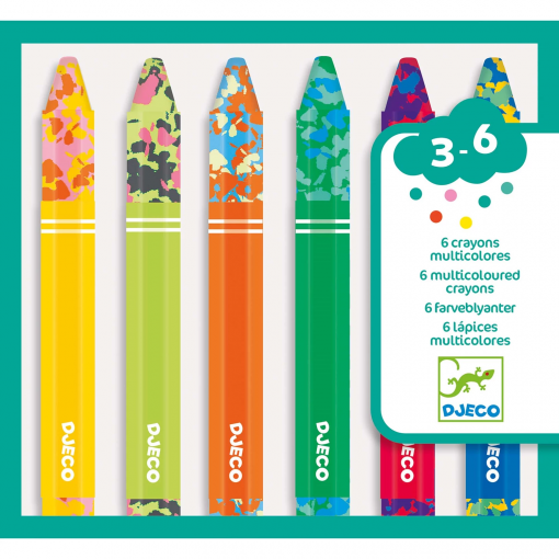 6 PASTELLI A CERA DIVERSI COLORI - DJECO