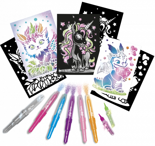 SET DI PENNE SPRAY X-TRA ANIMALI GLITTERATI - BLOPENS - immagine 3