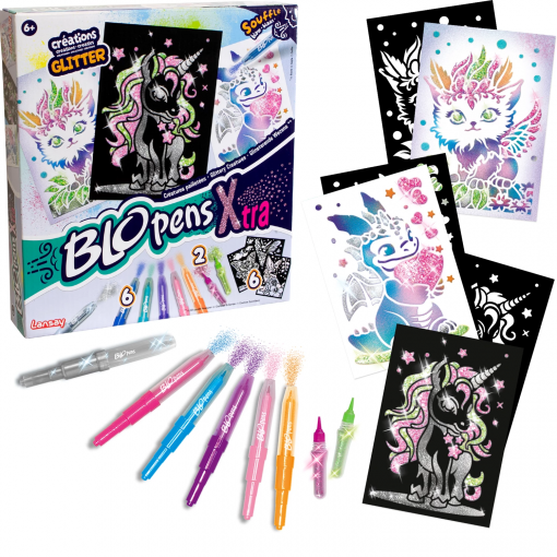 Alternative view of SET DI PENNE SPRAY X-TRA ANIMALI GLITTERATI - BLOPENS