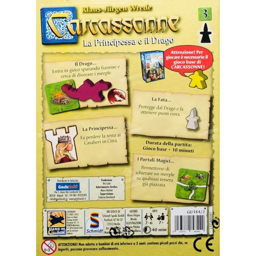 Alternative view of CARCASSONNE LA PRINCIPESSA E IL DRAGO (ESPANSIONE) - GIOCHI UNITI - IT