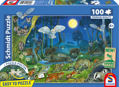 PUZZLE ANIMALI NOTTURNI NELLA FORESTA 100 PZ - SCHMIDT - immagine 2