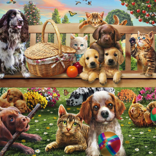 Alternative view of PUZZLE PICNIC CANI E GATTI 200 PZ - SCHMIDT