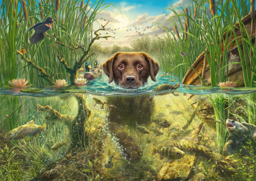 PUZZLE LABRADOR BRUNO IN ACQUA 1000 PZ - SCHMIDT