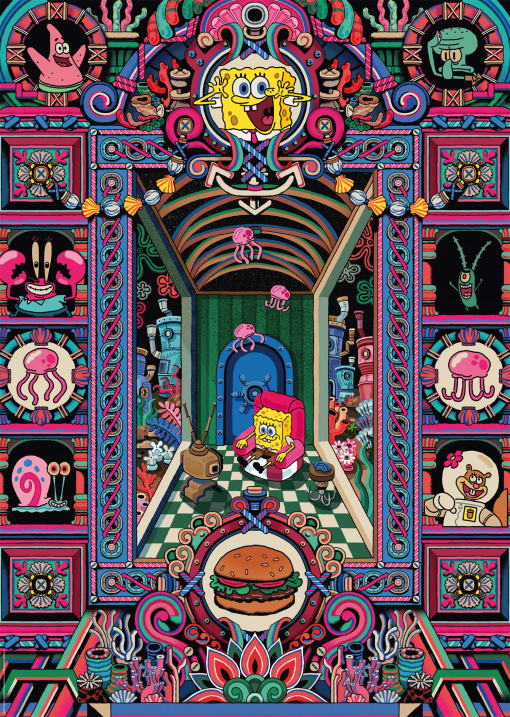 PUZZLE IL PAZZO MONDO DI SPONGEBOB 1000 PZ - SCHMIDT - immagine 2