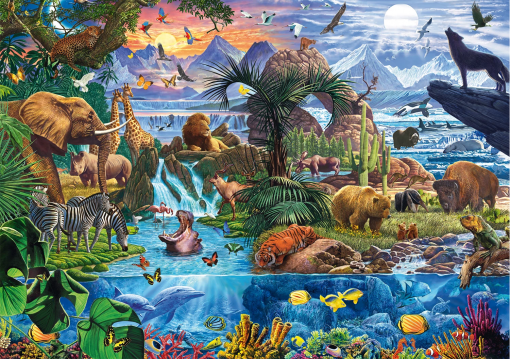 PUZZLE PANORAMA DEL MONDO ANIMALE 1500 PZ - SCHMIDT - immagine 2