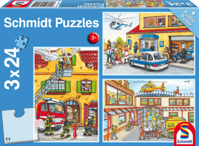 PUZZLE VIGILI DEL FUOCO E POLIZIA 3X24 - SCHMIDT