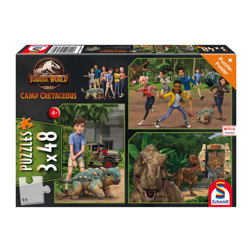 PUZZLE JURASSIC WORLD 3X48 - SCHMIDT - immagine 2