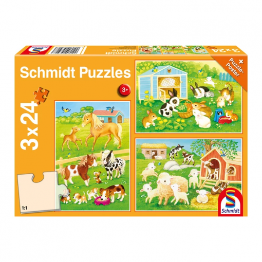 PUZZLE SIMPATICI ANIMALI DOMESTICI 3X24 - SCHMIDT