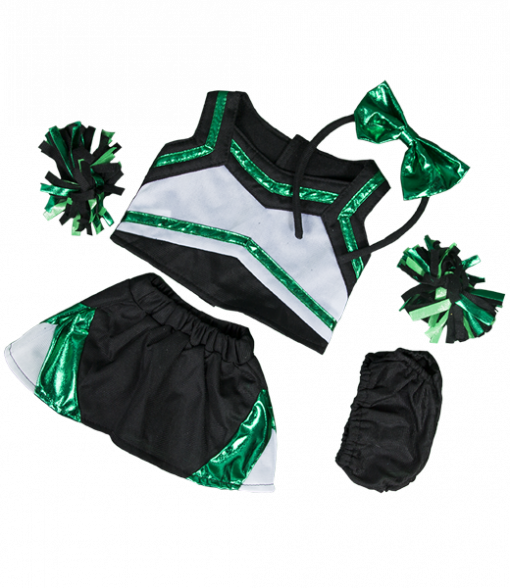 CHEERLEADER BLACK AND GREEN OUTFIT - 40CM - MAKE A TEDDY