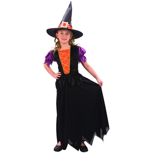 TRAVESTIMENTO STREGA ARANCIO/VIOLA - TAGLIA M
