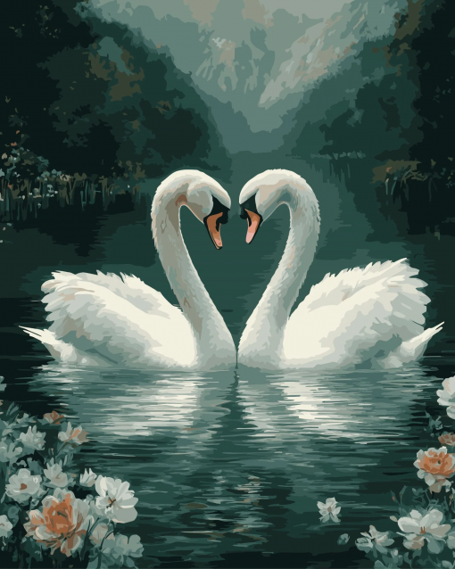 CIGNI INNAMORATI SUL LAGO - PITTURA CON I NUMERI - COLORELLE - immagine 2