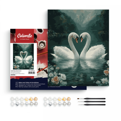CIGNI INNAMORATI SUL LAGO - PITTURA CON I NUMERI - COLORELLE