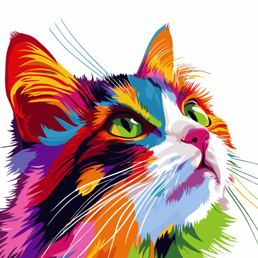 Alternative view of GATTO COCCOLONE POP ART - PITTURA CON I NUMERI - COLORELLE