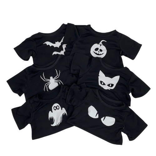 GLOW IN THE DARK HALLOWEEN T-SHIRT ASS. - 40CM - MAKE A TEDDY