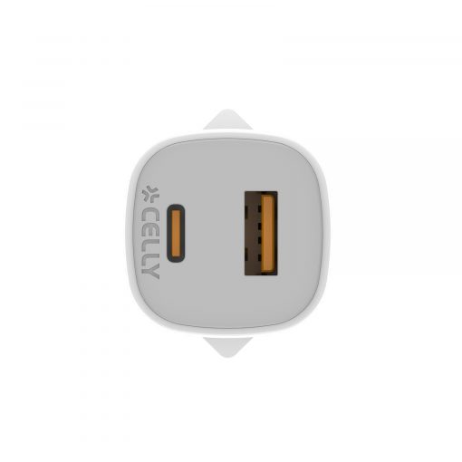 TRAVEL CHARGER  VOLTPLUG USB + USB-C  WHITE - CELLY - immagine 3