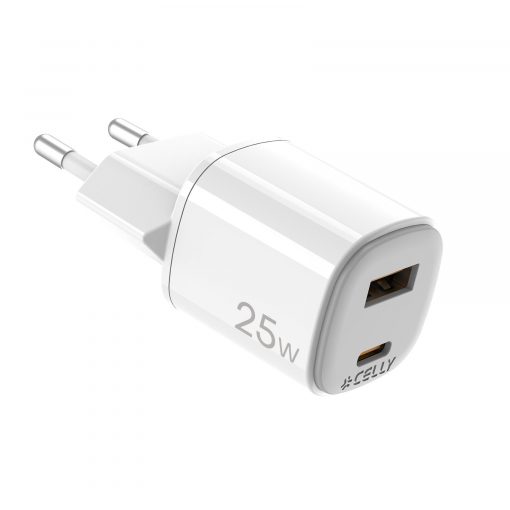 Alternative view of TRAVEL CHARGER  VOLTPLUG USB + USB-C  WHITE - CELLY