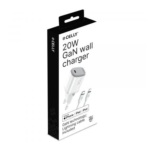 TRAVEL CHARGER 20W CON CAVI USB-C E LIGHTNING WHITE - CELLY