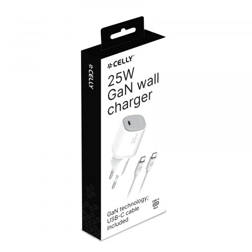 TRAVEL CHARGER 25W CON CAVI USB-C WHITE - CELLY