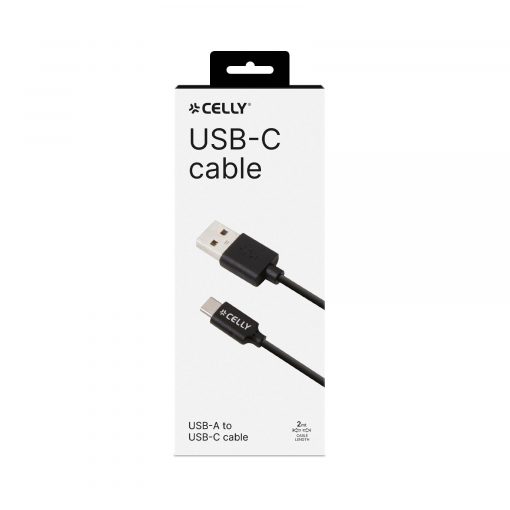 CABLE USB/ USB-C 2MT BLACK - CELLY