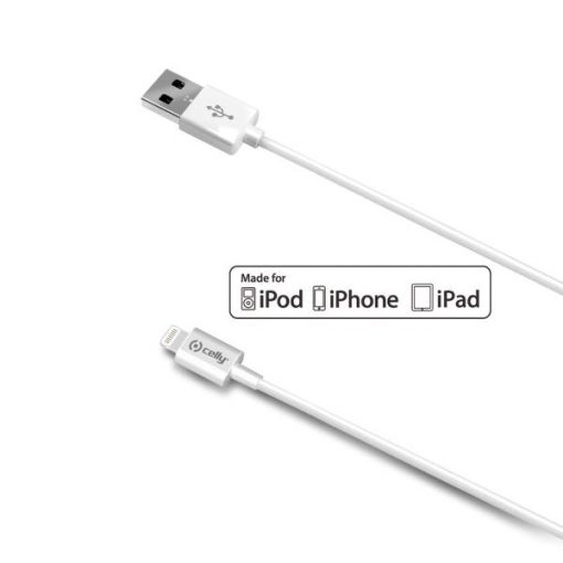 Alternative view of CABLE USB/ LIGHTNING 2MT WHITE - CELLY