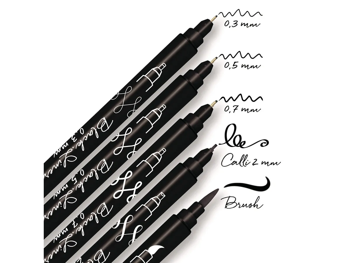 SET PENNE NERE PER LETTERING PACK DA 5 - ONLINE