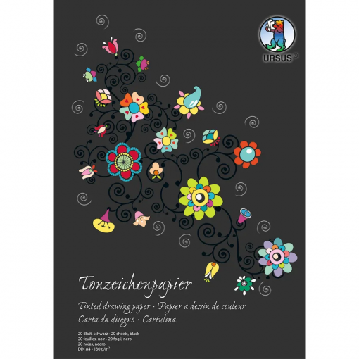 BLOCCO DA DISEGNO A4 DA 20 FOGLI NERI - URSUS