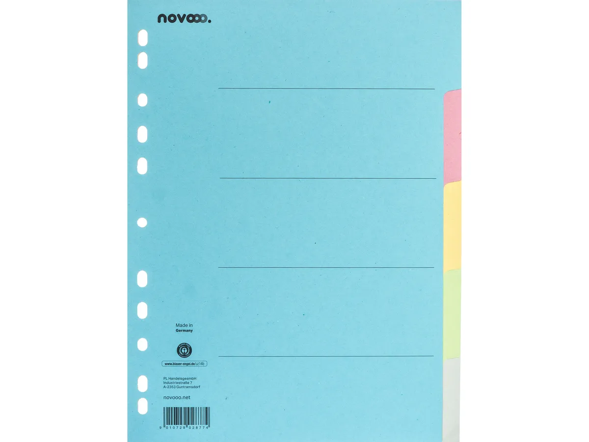 SEPARATORE PER 5 CATEGORIE COLORATE A4 - NOVOOO