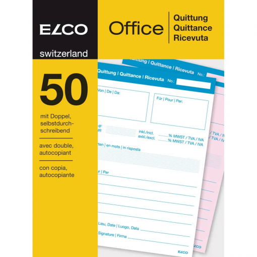 LIBRETTO RICEVUTE SVIZZERE 50 FOGLI AUTOCOPIANTI - ELCO