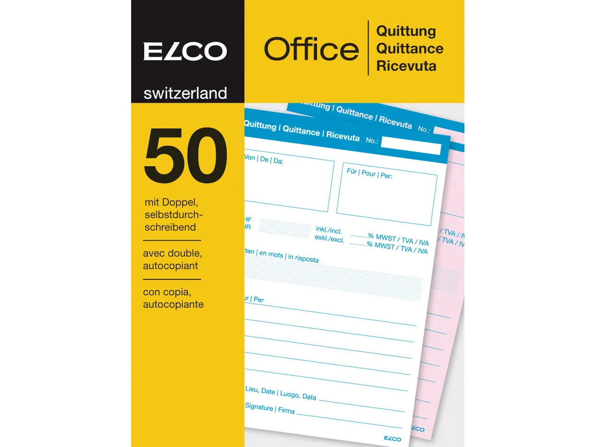 LIBRETTO RICEVUTE SVIZZERE 50 FOGLI AUTOCOPIANTI - ELCO