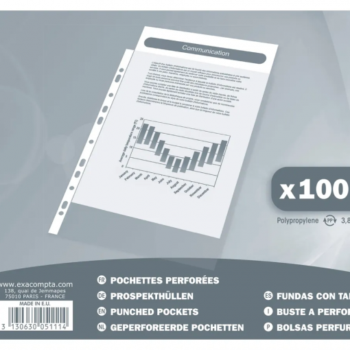 BUSTE FORATE A4 PACK DA 100 - EXACOMPTA